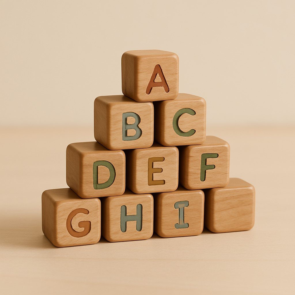 Wooden alphabet blocks for 4-6 years